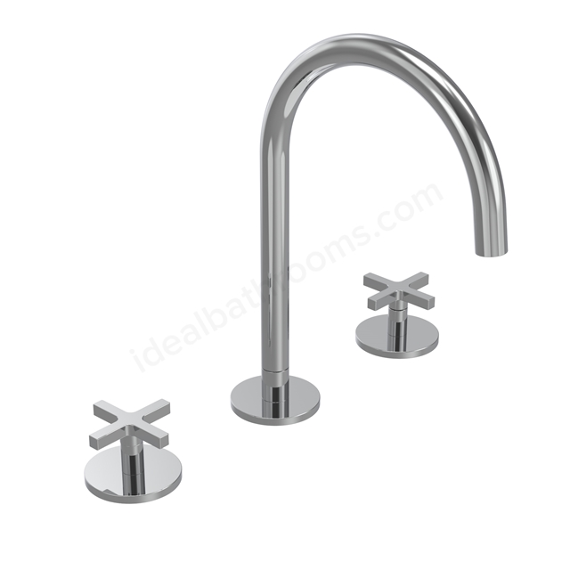 Tavistock Cohort Cross 3 Hole Basin Mixer With Click Waste - Chrome