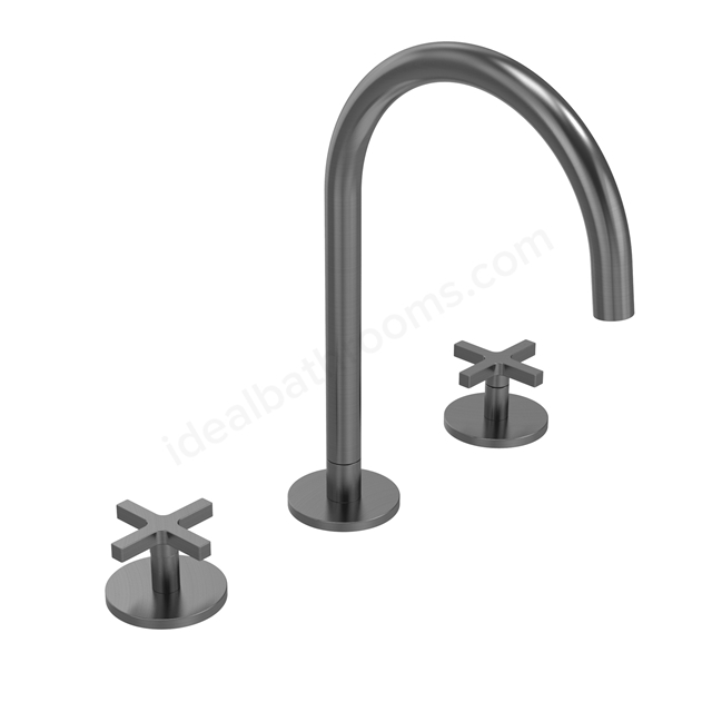 Tavistock Cohort Cross 3 Hole Basin Mixer With Click Waste - Gunmetal