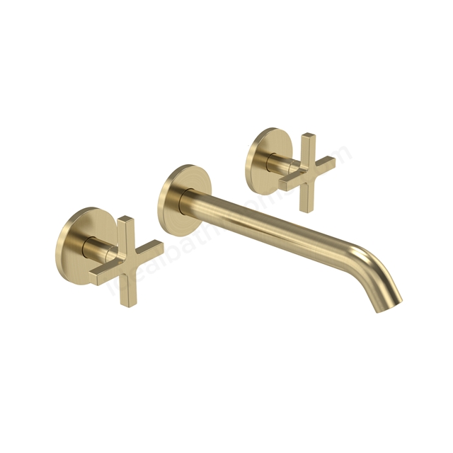 Tavistock Cohort Cross Wall Mounted Mixer - Brushed Brass