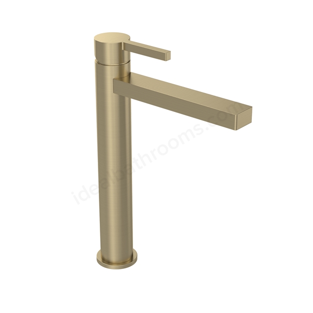 Tavistock Cohort Cross Tall Basin Mixer with Click Waste - Brushed Brass