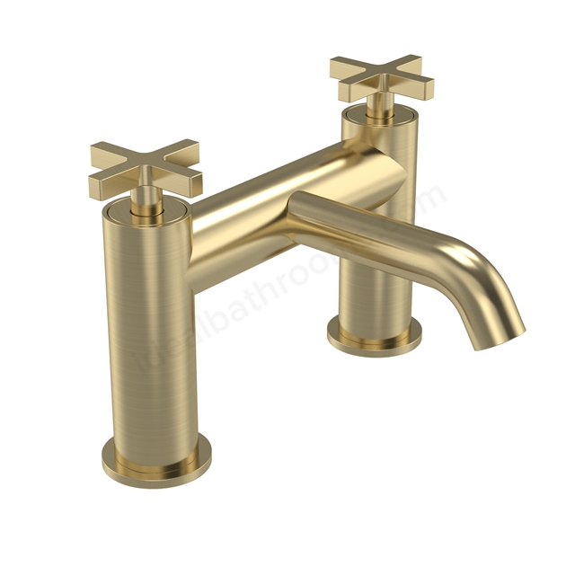 Tavistock Cohort Cross Deck Mounted Bath Filler - Brushed Brass