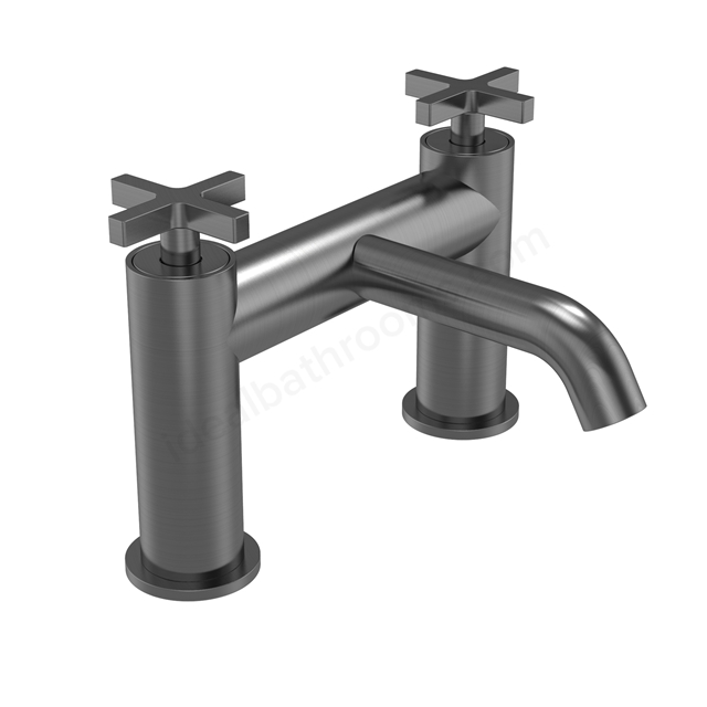 Tavistock Cohort Cross Deck Mounted Bath Filler - Gunmetal