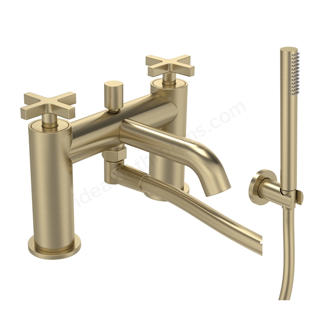 Tavistock Cohort Cross Deck Mouned Bath Shower Mixer - Brushed Brass