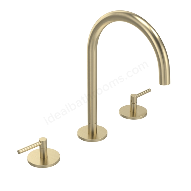 Tavistock Cohort Lever 3 Hole Basin Mixer With Click Waste - Brushed Brass