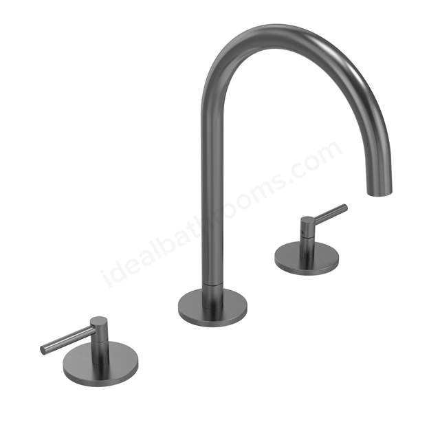 Tavistock Cohort Lever 3 Hole Basin Mixer With Click Waste - Gunmetal