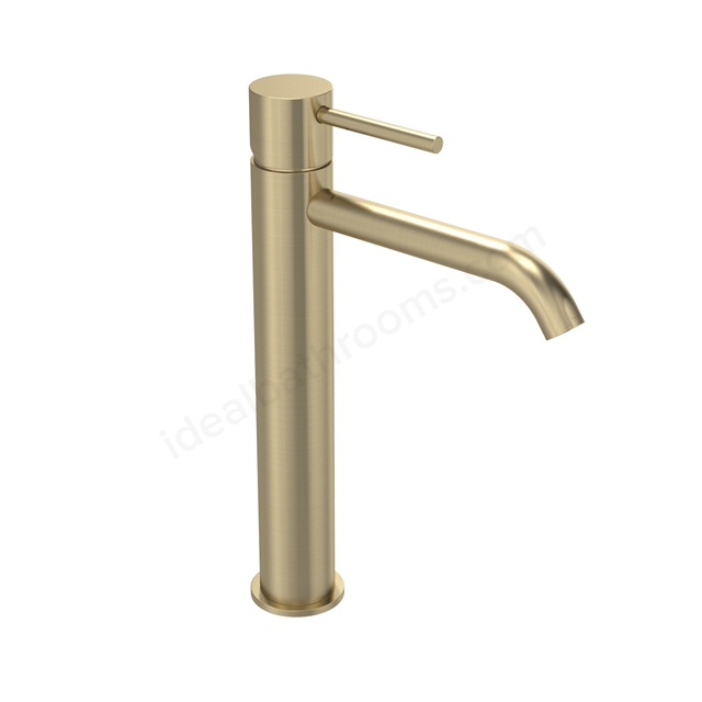 Tavistock Cohort Lever Tall Basin Mixer with Click Waste - Brushed Brass