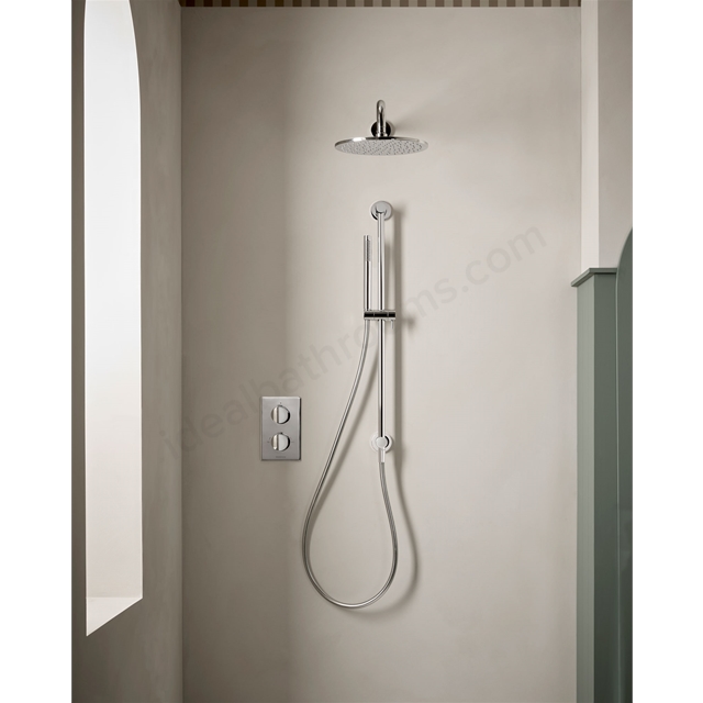 Tavistock Cohort Dual Function Shower System With Outlet Riser Kit & Overhead Shower  -  Chrome
