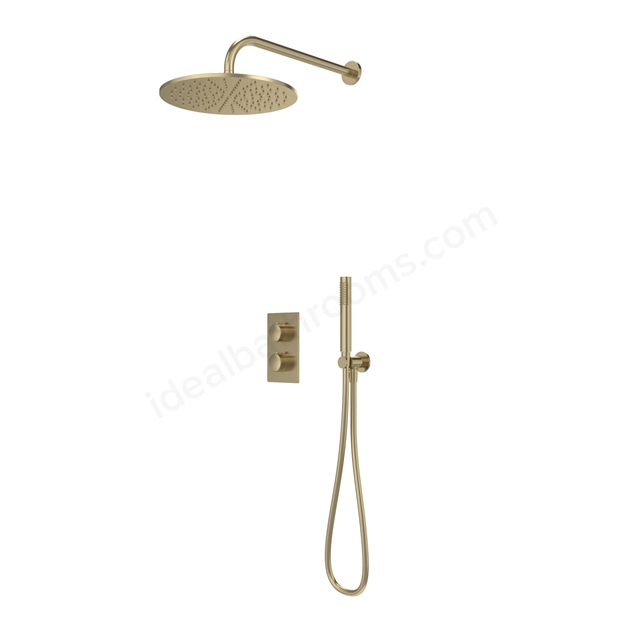 Tavistock Cohort Dual Function Shower System With Overhead Shower & Handset Outlet  -  Brushed Brass