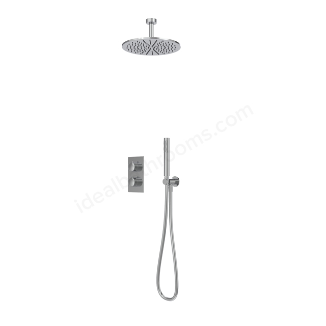 Tavistock Cohort Dual Function Shower System With Ceiling Head & Handset Outlet  -  Chrome