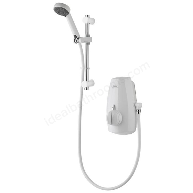 Aqualisa AQUASTREAM Thermostatic Power Shower for Low Pressure Systems; Adjustable Head; White