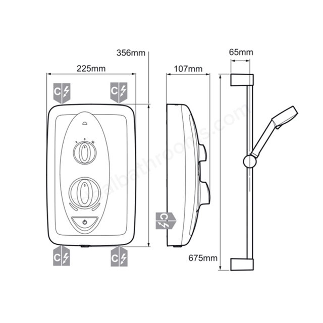 Mira JUMP Electric Shower 7.5kW White Chrome Ideal Bathrooms