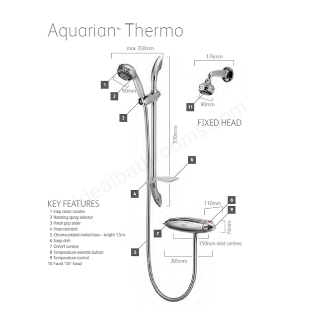 Aqualisa Aquarian thermo mixer shower valve White Ideal Bathrooms