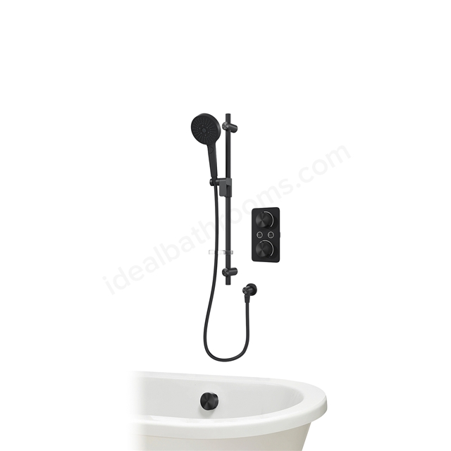 Aqualisa S1 Smart Shower w/ Controller, Adjustable Handset / Kit & Bath Filler LP - Matt Black