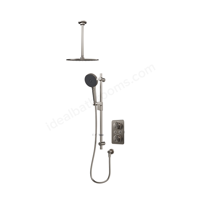 Aqualisa S1 Smart Shower w/ Controller, Adjustable Handset / Kit & Fixed Ceiling Head LP - Gunmetal Grey