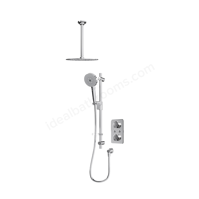 Aqualisa S1 Smart Shower w/ Controller, Adjustable Handset / Kit & Fixed Ceiling Head HP - Chrome