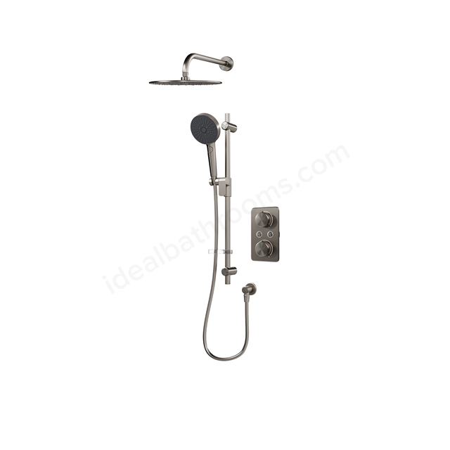 Aqualisa S1 Smart Shower w/ Controller, Adjustable Handset / Kit & Fixed Ceiling Head LP - Gunmetal Grey