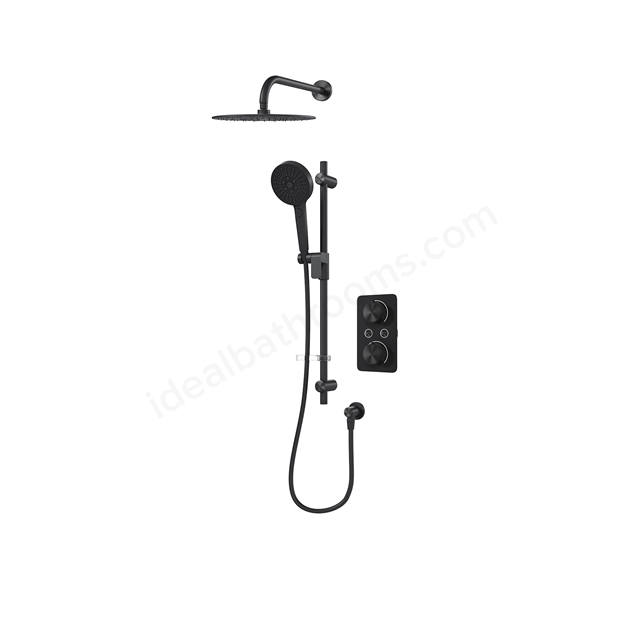 Aqualisa S1 Smart Shower w/ Controller, Adjustable Handset / Kit & Fixed Ceiling Head HP - Matt Black
