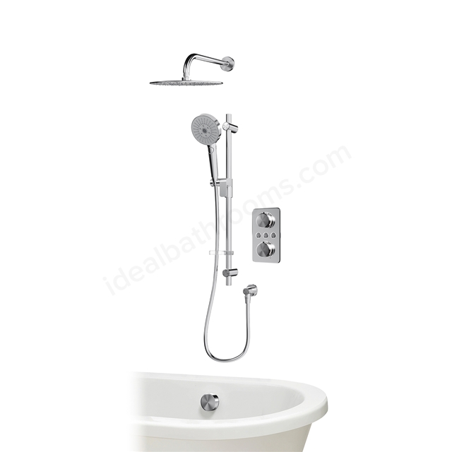 Aqualisa S1 Smart Shower w/ Controller, Adjustable Handset / Kit & Fixed Ceiling Head LP - Chrome