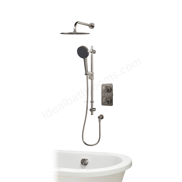 Aqualisa S1 Smart Shower w/ Controller, Adjustable Handset / Kit & Fixed Ceiling Head LP - Gunmetal Grey