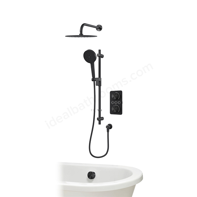 Aqualisa S1 Smart Shower w/ Controller, Adjustable Handset / Kit & Fixed Ceiling Head HP - Matt Black