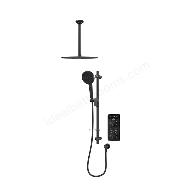 Aqualisa S2 Smart Shower w/ Controller, Adjustable Handset / Kit & Fixed Ceiling Head HP - Matt Black
