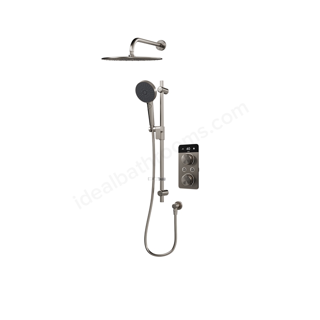 Aqualisa S2 Smart Shower w/ Controller, Adjustable Handset / Kit & Fixed Ceiling Head LP - Gunmetal Grey
