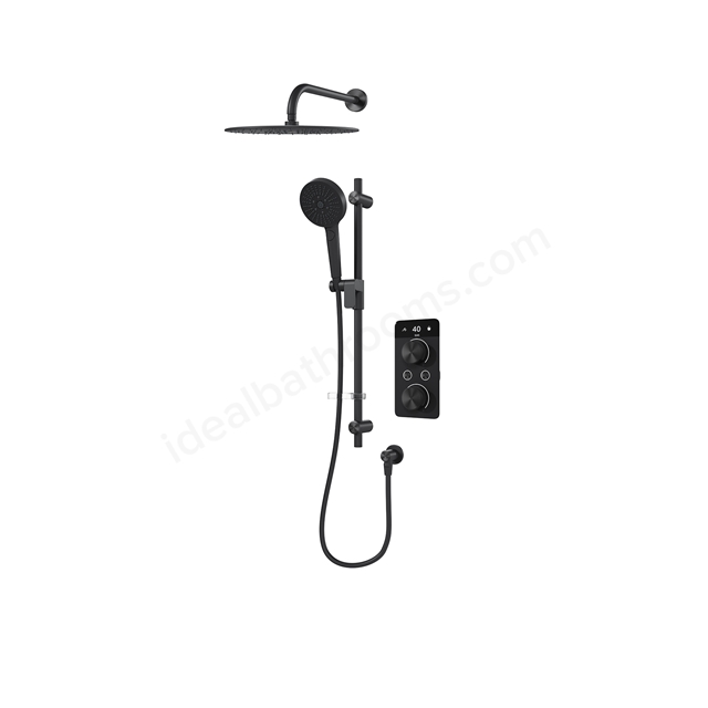 Aqualisa S2 Smart Shower w/ Controller, Adjustable Handset / Kit & Fixed Ceiling Head LP - Matt Black
