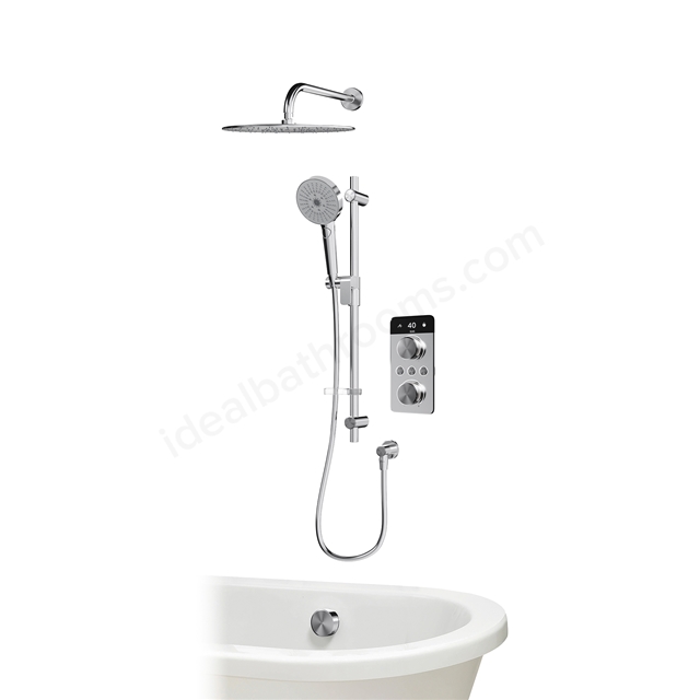 Aqualisa S2 Smart Shower w/ Controller, Adjustable Handset / Kit & Fixed Ceiling Head LP - Chrome