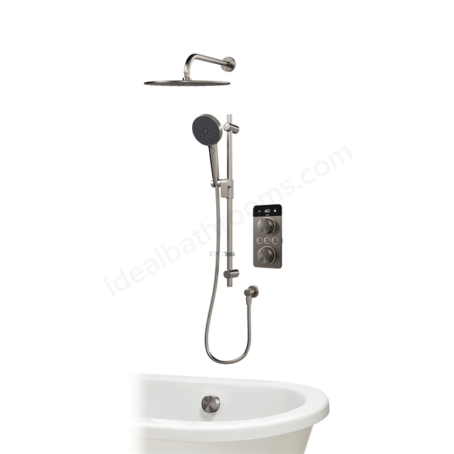Aqualisa S2 Smart Shower w/ Controller, Adjustable Handset / Kit & Fixed Ceiling Head LP - Gunmetal Grey