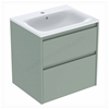 Geberit Selnova 600mmW Slim-Rim Basin & 2-Drawer Cabinet Set; Sage Green Silk Matt