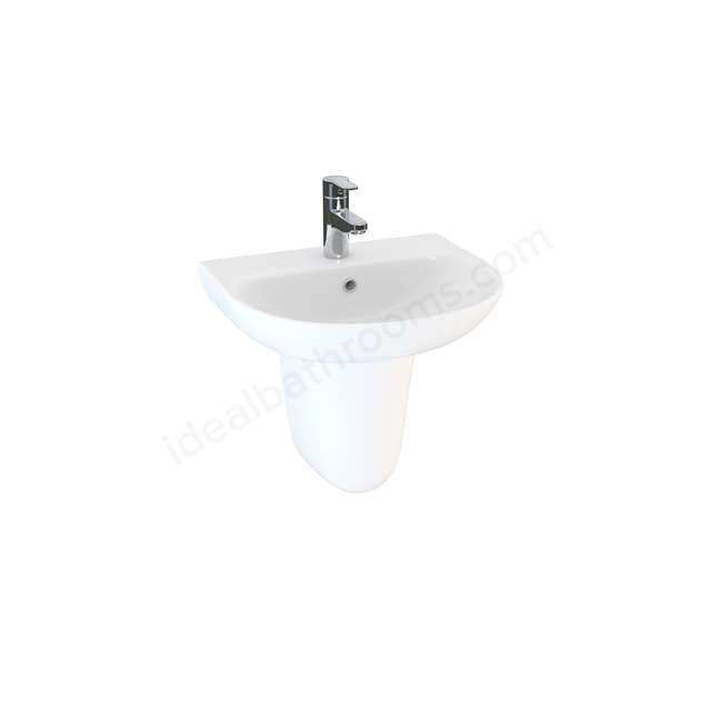 Swan Willen 450mm 1 Tap Hole Basin Pack w/ Semi Pedistal - White