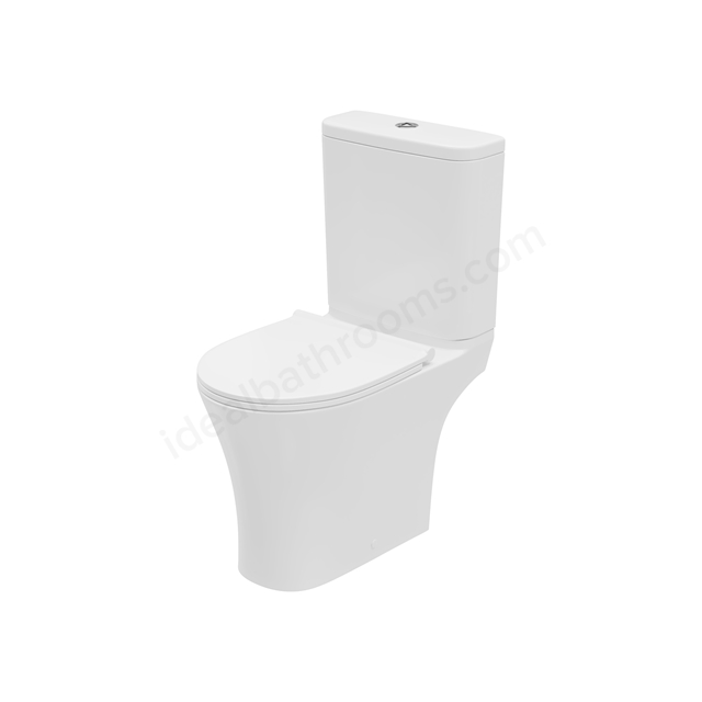 Swan Willen Rimless Close Coupled Open Back WC Pack w/ Cistern & Soft Close Toilet Seat - White