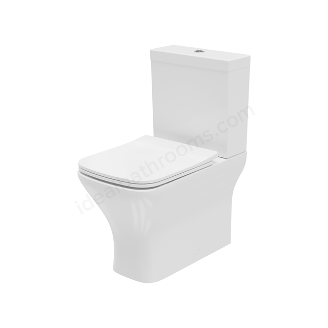 Swan Lodge Square Close Coupled Closed Back WC Pack w/ Cistern & Soft Close Toilet Seat - White