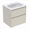 Geberit Selnova Square 600mmW Slim-Rim Basin & 2-Drawer Cabinet Set; Sand Silk Matt