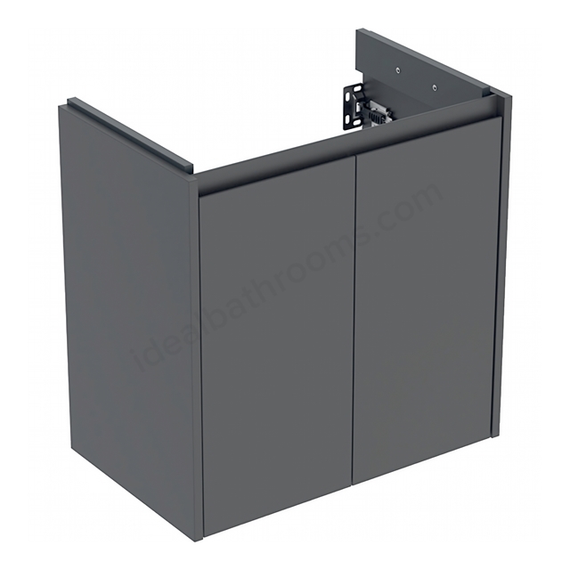 Geberit Selnova Square Compact 2-Door Cabinet for 650mmW x 400mmD Basin; Lava Silk Matt