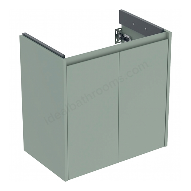 Geberit Selnova Square Compact 2-Door Cabinet for 650mmW x 400mmD Basin; Sage Green Silk Matt