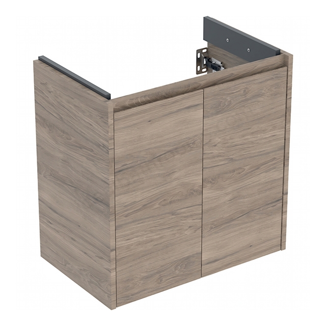 Geberit Selnova Square Compact 2-Door Cabinet for 650mmW x 400mmD Basin; Hickory Melamine