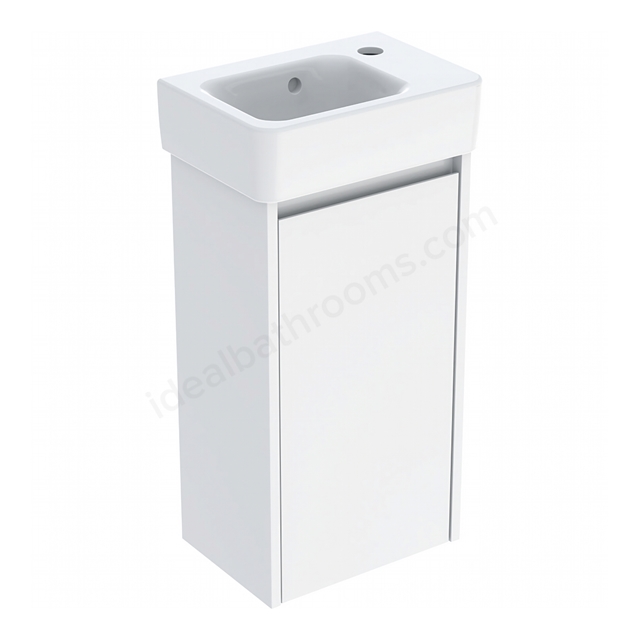 Geberit Selnova Compact 360mmW Basin & 1-Door Cabinet Set; Gloss White Silk