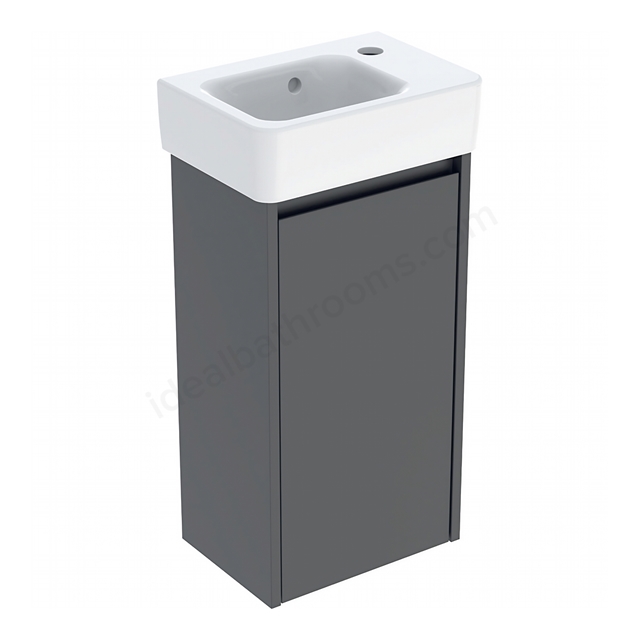Geberit Selnova Compact 360mmW Basin & 1-Door Cabinet Set; Lava Silk Matt
