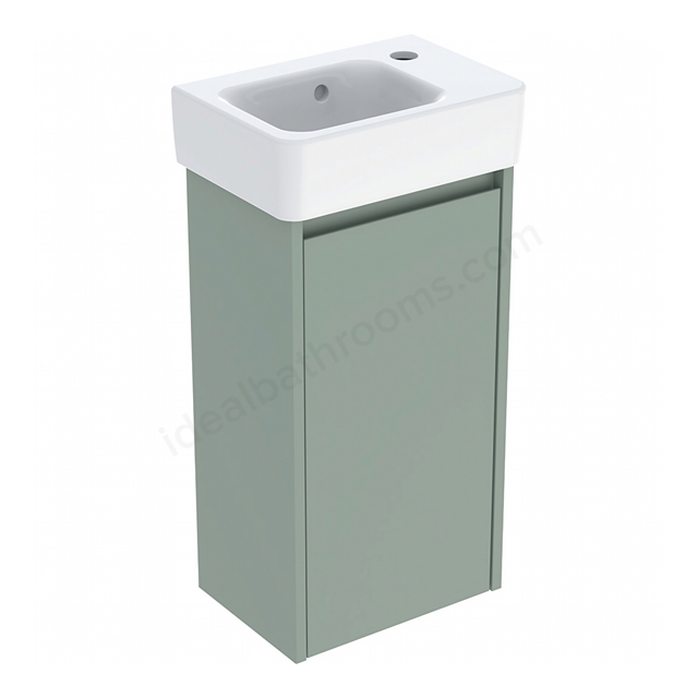Geberit Selnova Compact 360mmW Basin & 1-Door Cabinet Set; Sage Green Silk Matt