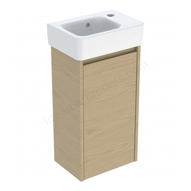 Geberit Selnova Compact 360mmW Basin & 1-Door Cabinet Set; Oak Melamine