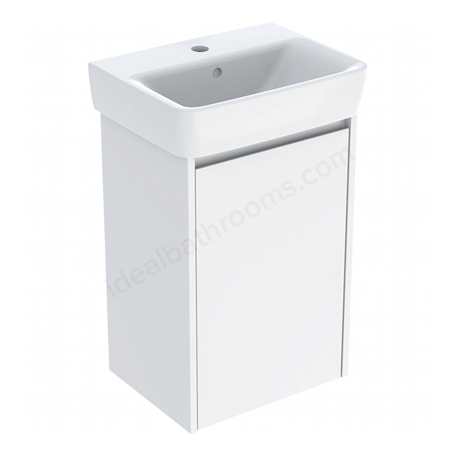 Geberit Selnova Compact 450mmW Basin & 1-Door Cabinet Set; Gloss White Silk