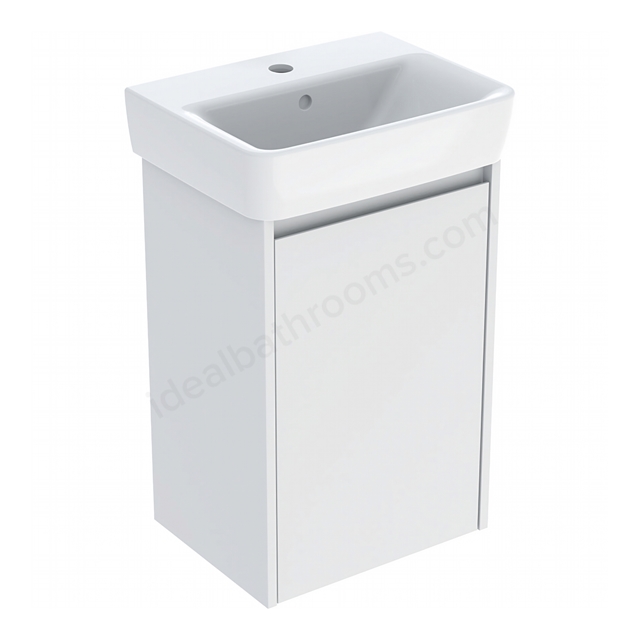 Geberit Selnova Compact 450mmW Basin & 1-Door Cabinet Set; Matt White Silk