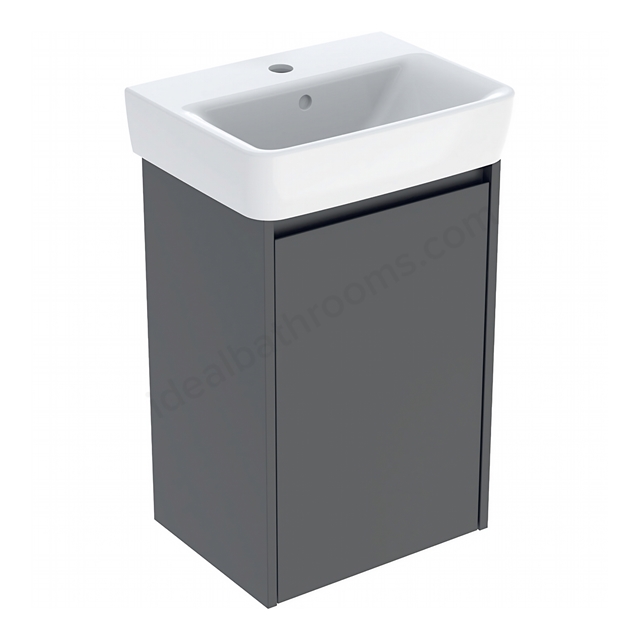 Geberit Selnova Compact 450mmW Basin & 1-Door Cabinet Set; Lava Silk Matt