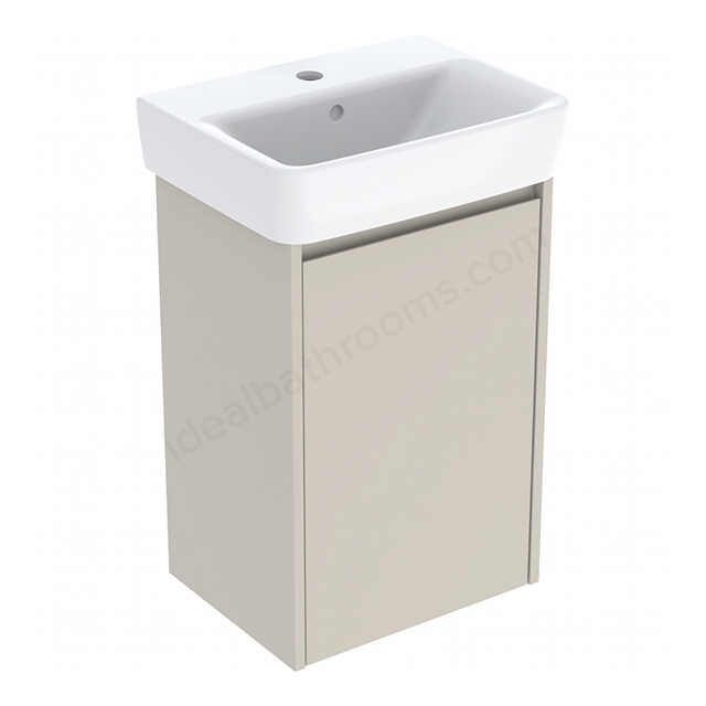Geberit Selnova Compact 450mmW Basin & 1-Door Cabinet Set; Sand Silk Matt