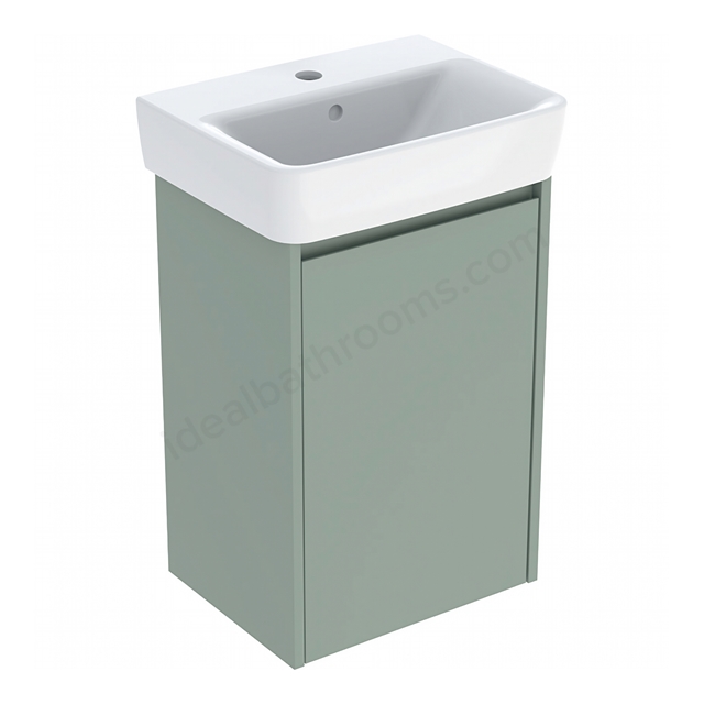 Geberit Selnova Compact 450mmW Basin & 1-Door Cabinet Set; Sage Green Silk Matt