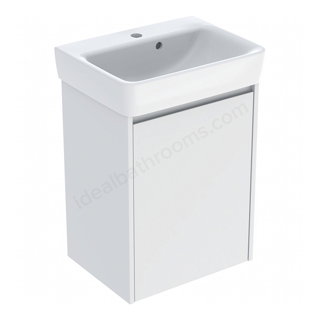 Geberit Selnova Compact 500mmW Basin & 1-Door Cabinet Set; Matt White Silk