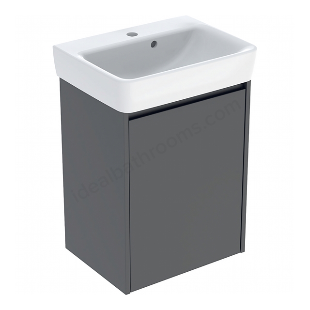 Geberit Selnova Compact 500mmW Basin & 1-Door Cabinet Set; Lava Silk Matt