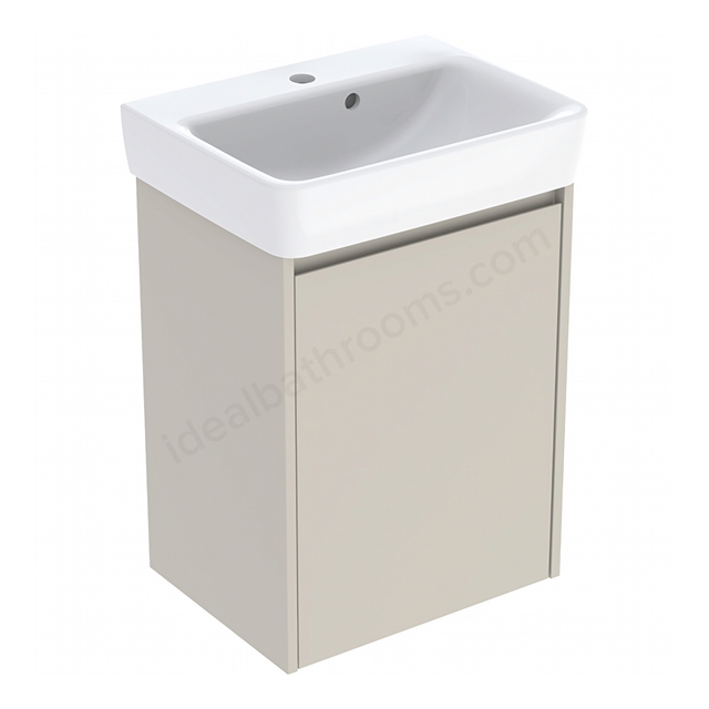 Geberit Selnova Compact 500mmW Basin & 1-Door Cabinet Set; Sand Silk Matt