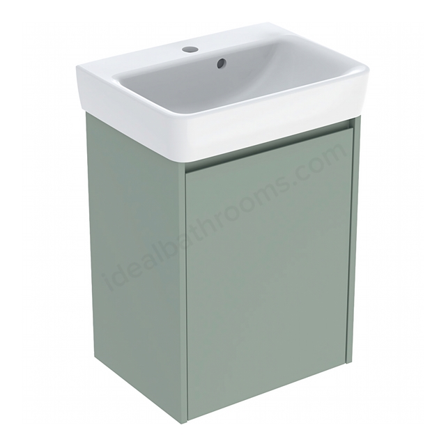 Geberit Selnova Compact 500mmW Basin & 1-Door Cabinet Set; Sage Green Silk Matt